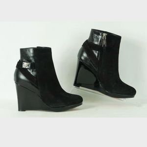 Cole Haan Black Wedge Ankle Leather Boots